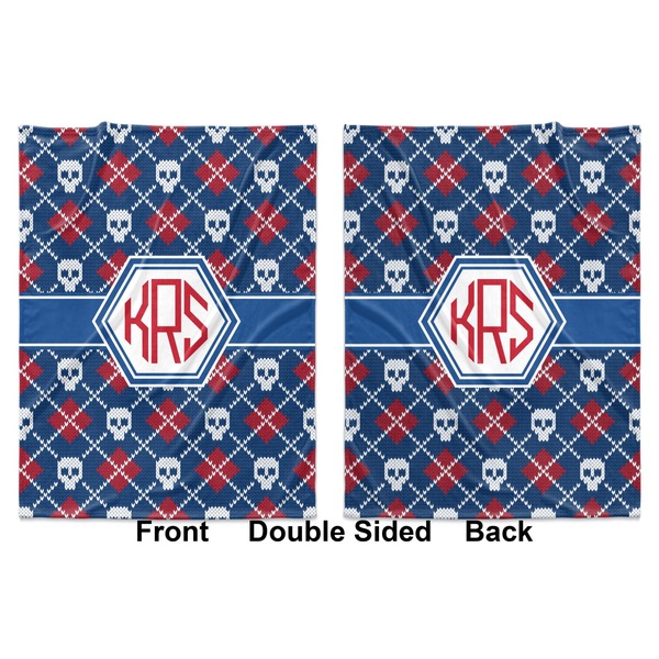 Knitted Argyle & Skulls Baby Blanket (Double Sided - Printed Front and Back)