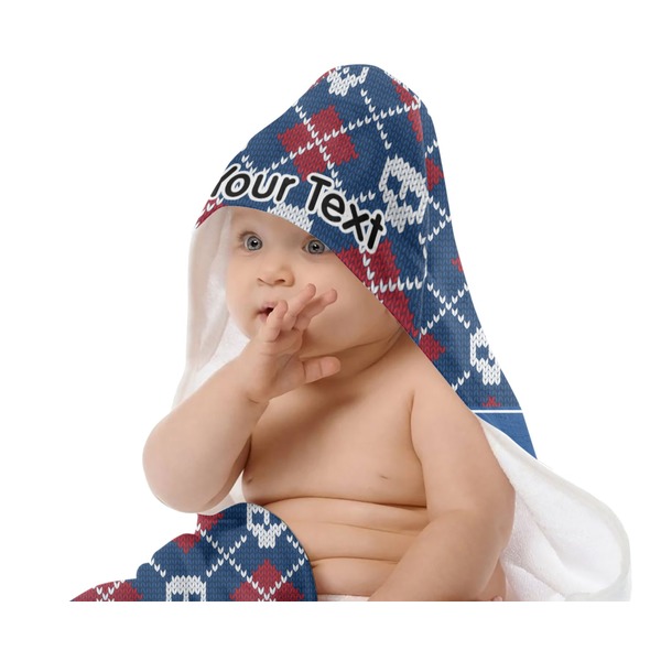 Knitted Argyle & Skulls Baby Hooded Towel on Child