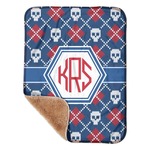 Knitted Argyle & Skulls Sherpa Baby Blanket - 30" x 40" w/ Monograms