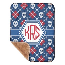 Knitted Argyle & Skulls Sherpa Baby Blanket - 30" x 40" w/ Monograms