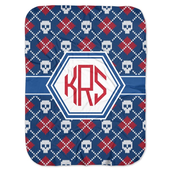 Custom Knitted Argyle & Skulls Baby Swaddling Blanket (Personalized)