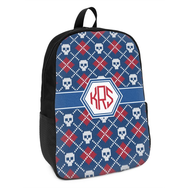 Custom Knitted Argyle & Skulls Kids Backpack (Personalized)