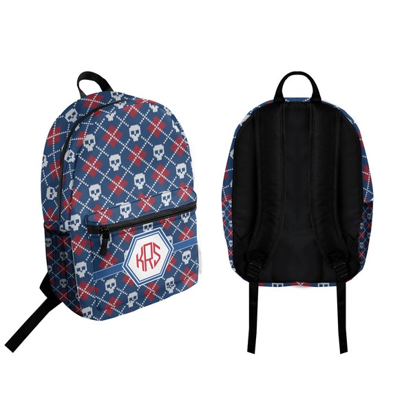 Knitted Argyle & Skulls Backpack front and back - Apvl