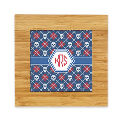Knitted Argyle & Skulls Bamboo Trivet with Ceramic Tile Insert (Personalized)