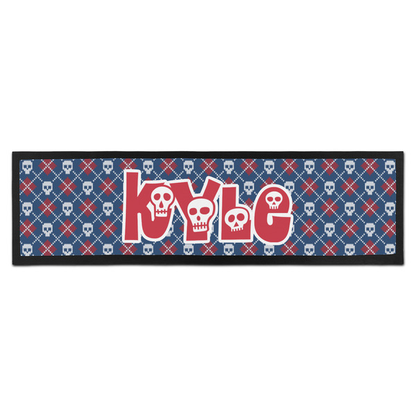 Custom Knitted Argyle & Skulls Bar Mat (Personalized)