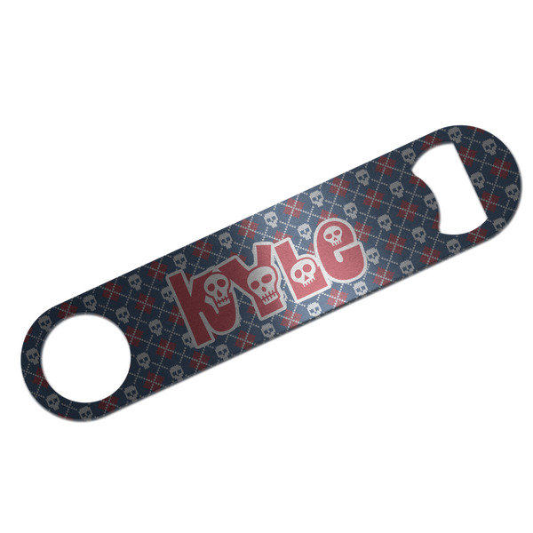 Knitted Argyle & Skulls Bar Opener - Silver - Front