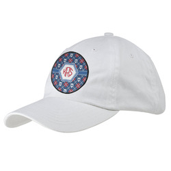 Knitted Argyle & Skulls Baseball Cap - White (Personalized)