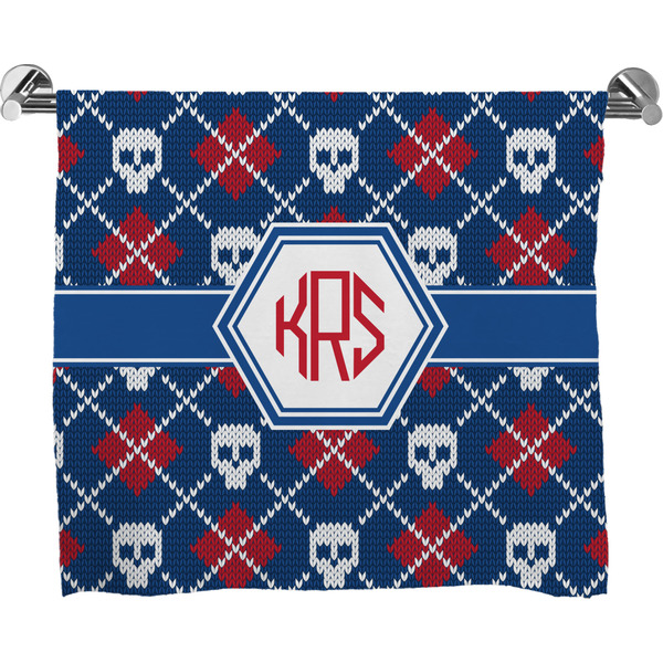 Custom Knitted Argyle & Skulls Bath Towel (Personalized)