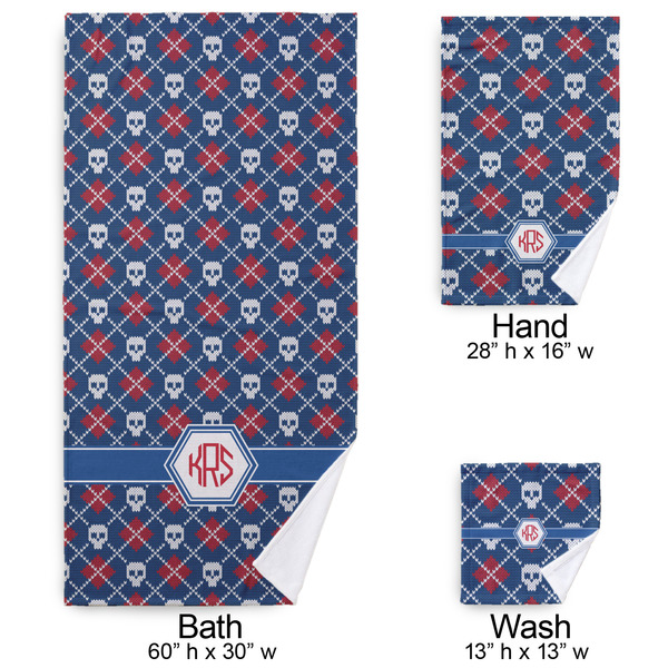 Knitted Argyle & Skulls Bath Towel Sets - 3-piece - Approval