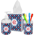 Knitted Argyle & Skulls Acrylic Bathroom Accessories Set w/ Monogram