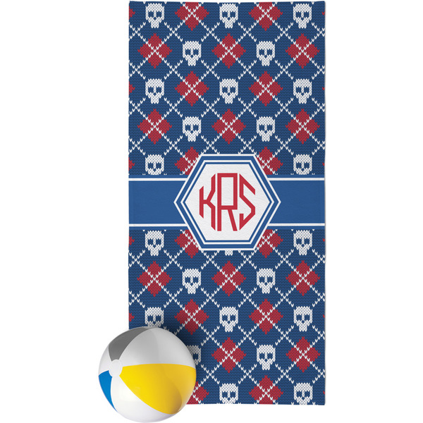 Custom Knitted Argyle & Skulls Beach Towel (Personalized)