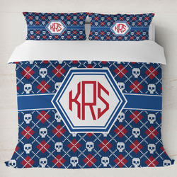 Knitted Argyle & Skulls Duvet Cover Set - King (Personalized)