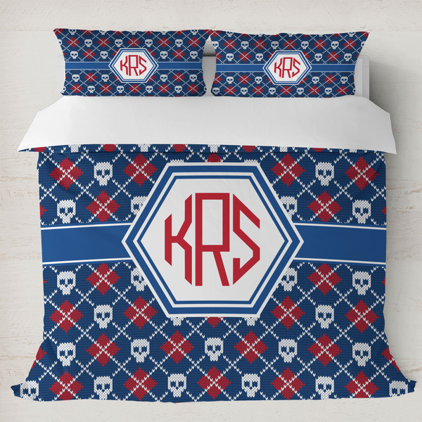 Custom Knitted Argyle & Skulls Duvet Cover Set - King (Personalized)