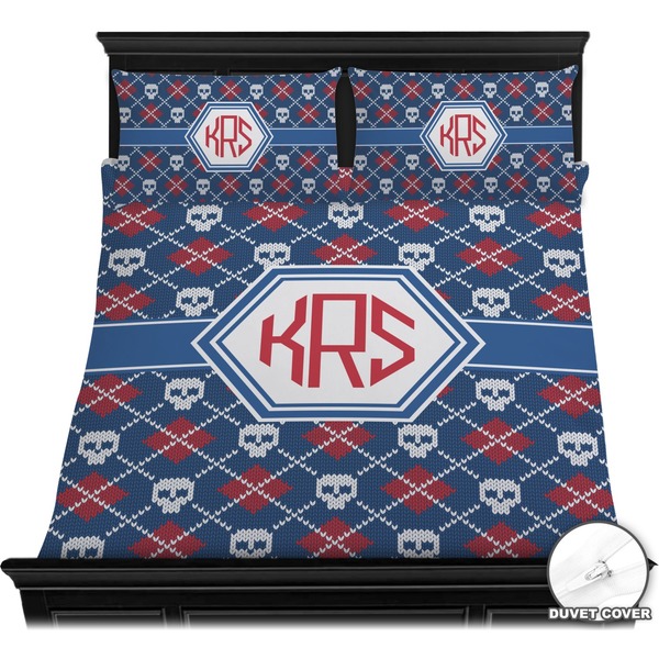 Knitted Argyle & Skulls Bedding Set (Queen) - Duvet