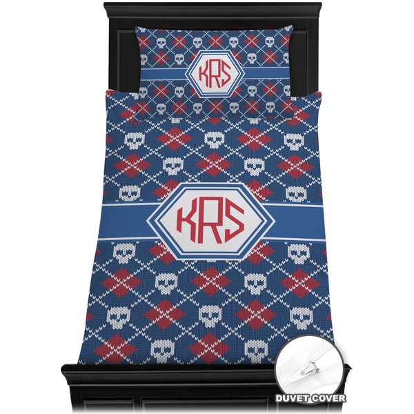Knitted Argyle & Skulls Bedding Set (Twin) - Duvet