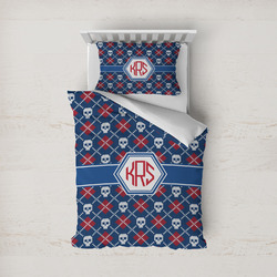 Knitted Argyle & Skulls Duvet Cover Set - Twin (Personalized)