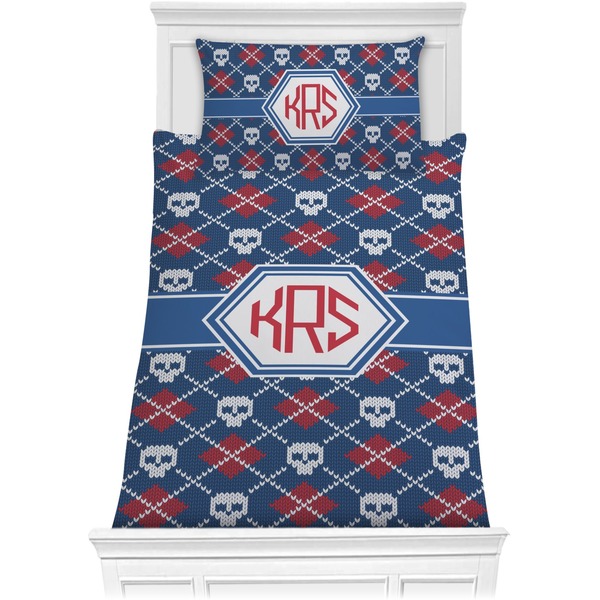 Knitted Argyle & Skulls Bedding Set (Twin)