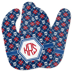 Knitted Argyle & Skulls Baby Bib w/ Monogram