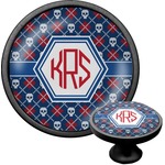 Knitted Argyle & Skulls Cabinet Knob (Black) (Personalized)