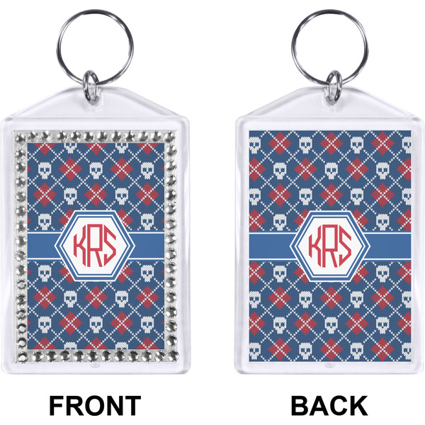 Knitted Argyle & Skulls Bling Keychain (Front + Back)