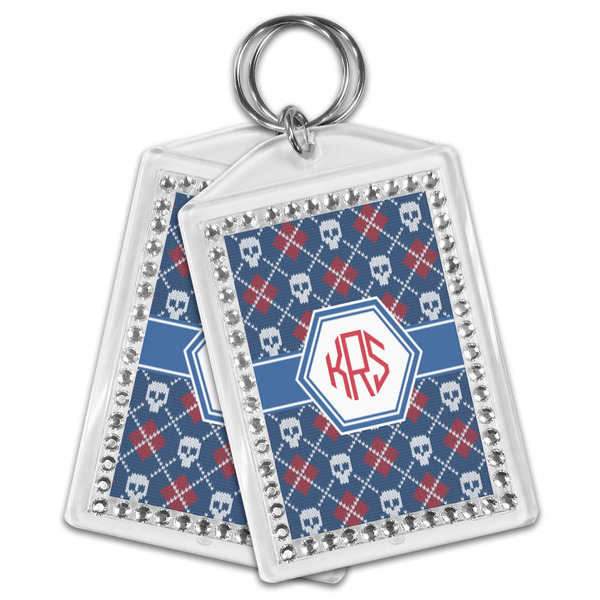 Knitted Argyle & Skulls Bling Keychain - MAIN