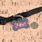 Knitted Argyle & Skulls Bone Shaped Dog ID Tag - Large - In Context