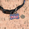 Knitted Argyle & Skulls Bone Shaped Dog ID Tag - Small - In Context