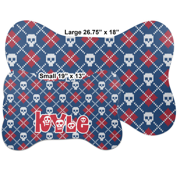 Knitted Argyle & Skulls Bone Shaped Mat Comparison