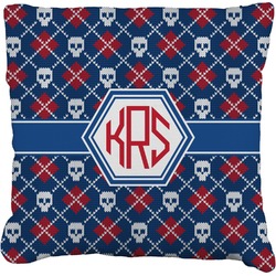 Knitted Argyle & Skulls Faux-Linen Throw Pillow 16" (Personalized)