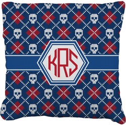 Knitted Argyle & Skulls Faux-Linen Throw Pillow 18" (Personalized)