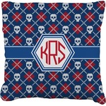 Knitted Argyle & Skulls Faux-Linen Throw Pillow (Personalized)