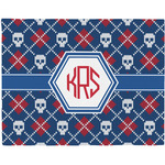 Knitted Argyle & Skulls Woven Fabric Placemat - Twill w/ Monogram