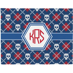 Knitted Argyle & Skulls Woven Fabric Placemat - Twill w/ Monogram