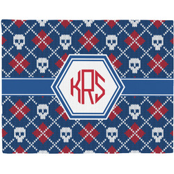 Knitted Argyle & Skulls Woven Fabric Placemat - Twill w/ Monogram