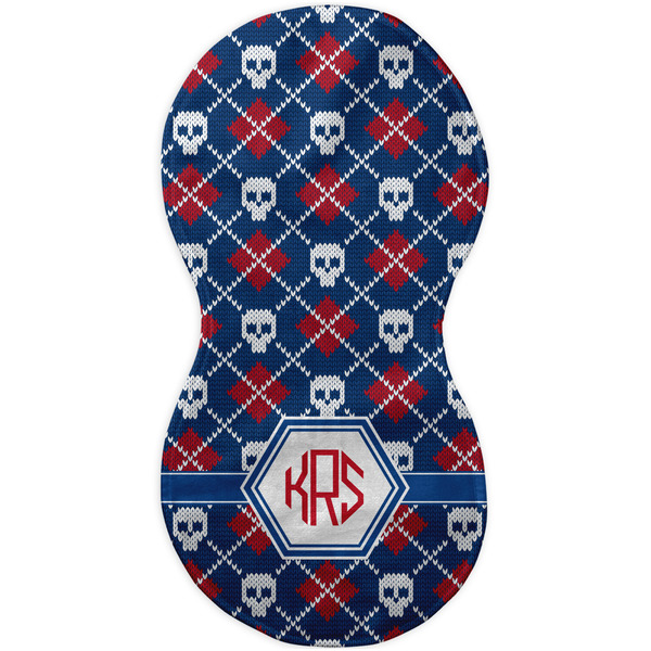 Knitted Argyle & Skulls Burp Peanut Shaped Flat