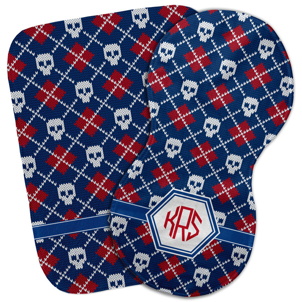 Custom Knitted Argyle & Skulls Burp Cloth (Personalized)