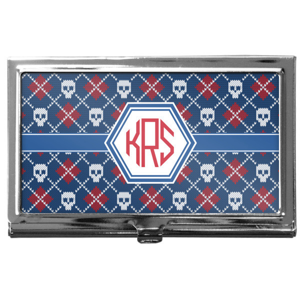 Custom Knitted Argyle & Skulls Business Card Case