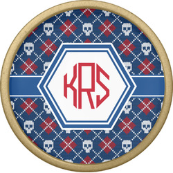 Knitted Argyle & Skulls Cabinet Knob - Gold (Personalized)