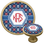 Knitted Argyle & Skulls Cabinet Knob - Gold (Personalized)