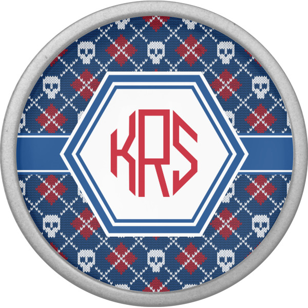 Knitted Argyle & Skulls Cabinet Knob - Nickel - Front