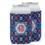 Knitted Argyle & Skulls Can Cooler (12 oz) w/ Monogram