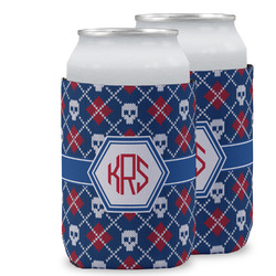 Knitted Argyle & Skulls Can Cooler (12 oz) w/ Monogram