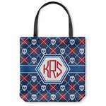 Knitted Argyle & Skulls Canvas Tote Bag - Small - 13"x13" (Personalized)