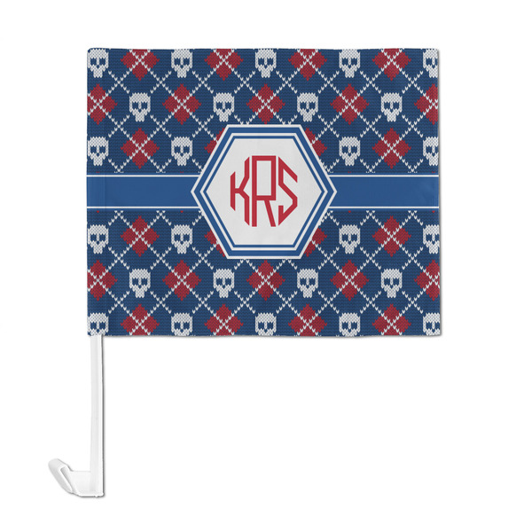 Knitted Argyle & Skulls Car Flag - Large - FRONT