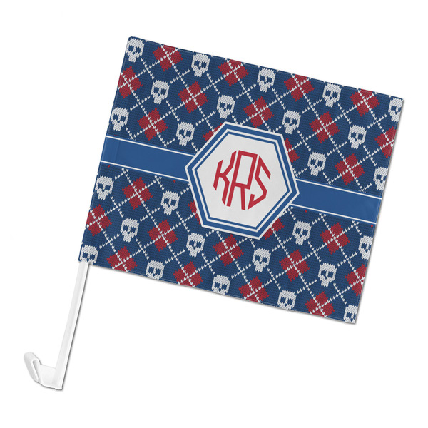 Custom Knitted Argyle & Skulls Car Flag - Large (Personalized)