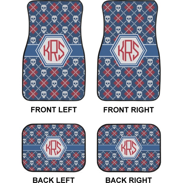 Knitted Argyle & Skulls Car Floor Mats Set (2F + 2B)