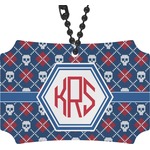 Knitted Argyle & Skulls Rear View Mirror Ornament (Personalized)