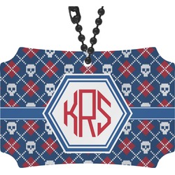 Knitted Argyle & Skulls Rear View Mirror Ornament (Personalized)
