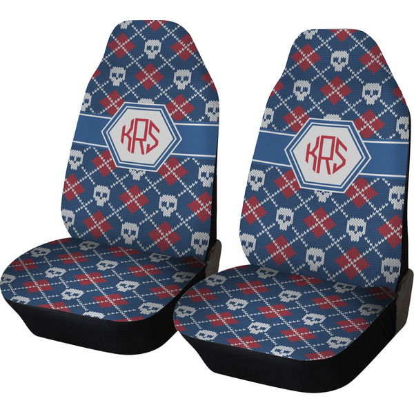 Custom Knitted Argyle & Skulls Car Seat Covers (Set of Two) (Personalized)