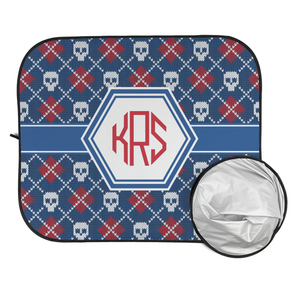 Knitted Argyle & Skulls Car Sun Shades - FOLDED & UNFOLDED